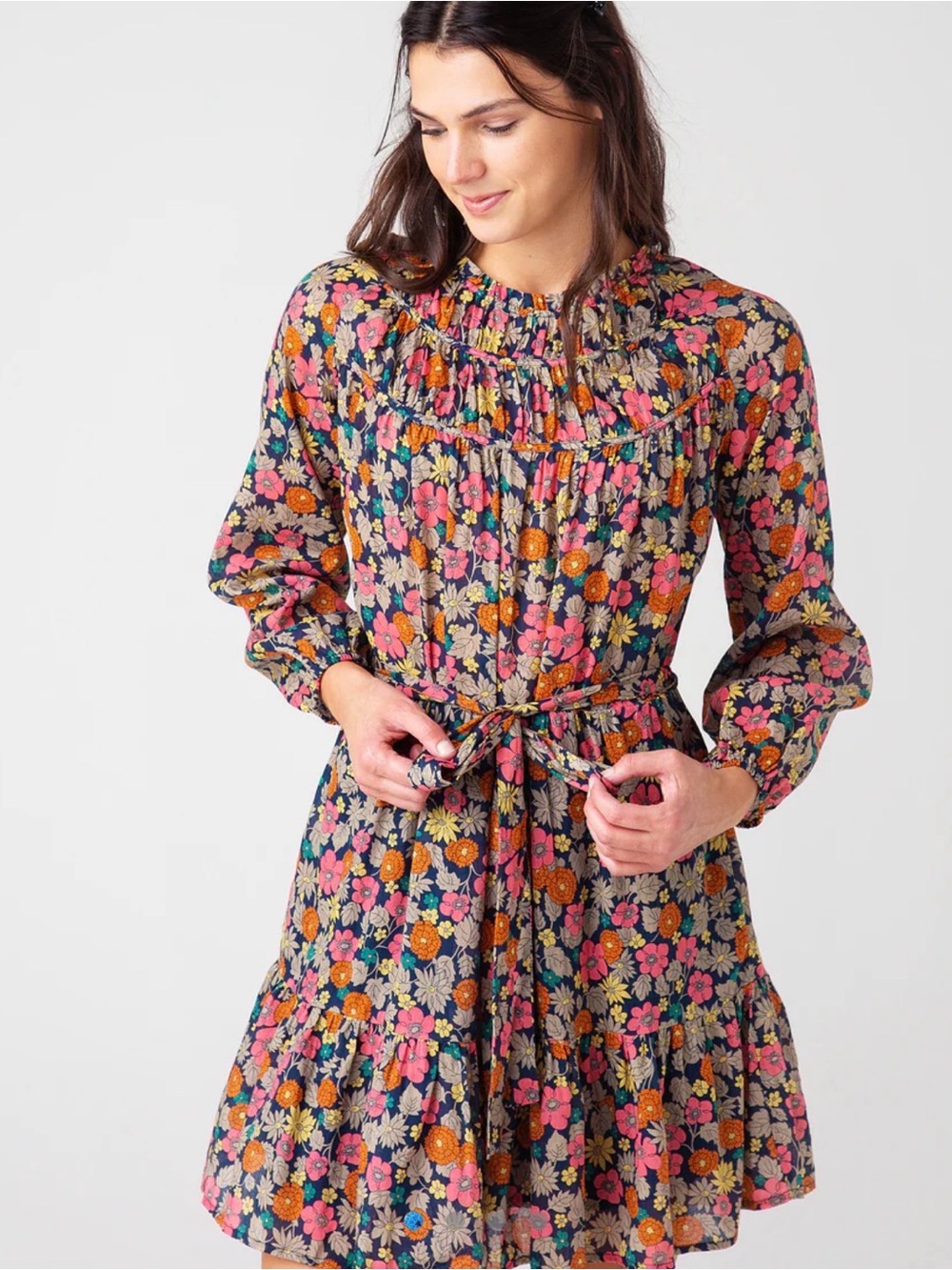 NWOT Trovata Birds of Paradis Abigail Floral Long Sleeve Tie-Waist Dress Small